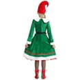 thumbnail image 5 of Moggemol Womens Christmas Elf Suit Long Sleeve Flannel Dress with 4Pcs Accessories Santa Helper Outfit Green M, 5 of 7