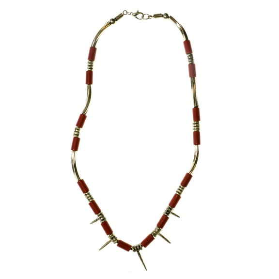 Mi Amore Spikes Statement-Necklace Red/Silver-Tone