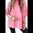 thumbnail image 1 of Camiseta Básica Informal de Verano de Corta con Aberturas Laterales Extragrandes, Color Rosa, Talla L, 1 of 7
