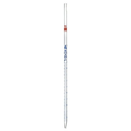 Serological Pipette, 5ml - Class A, Tolerance ?0.030ml - Blue Graduations - Color Code, Red - Calibrated for Delivery to Jet - Borosilicate Glass - Eisco Labs