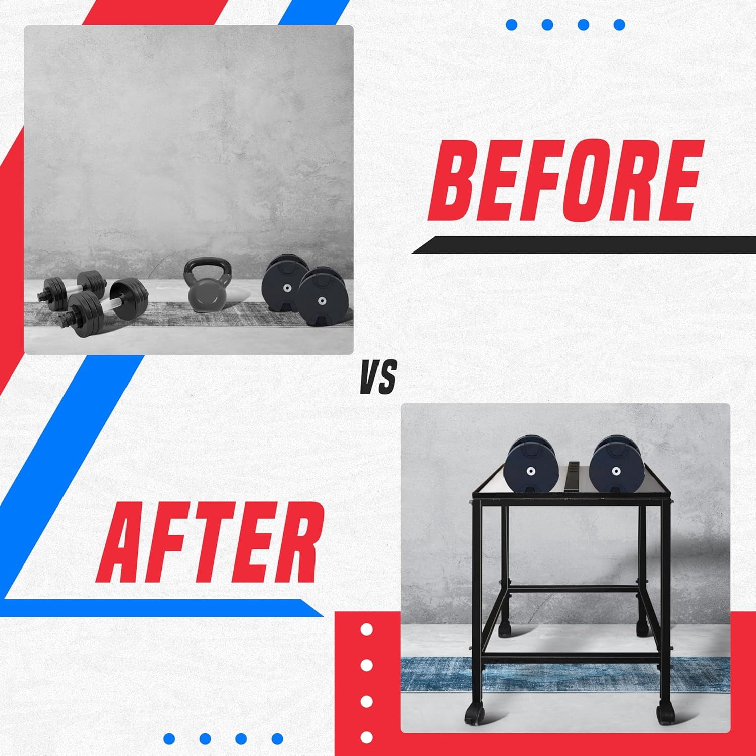 Large Compact Dumbbell Rack & Weight Rack W/ Lockable Wheels—Heavy-Duty Dumbbell Stand Folds Flat for Easy Storage & 150 LB Capacity of Power Block Dumbbell Rack & Use Expandable Dumbbells for Home G