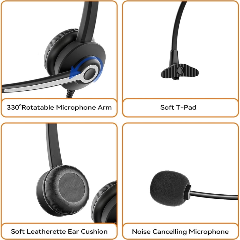 Phone Headset Callez Corded RJ9 Headset With Noise Cancelling Mic