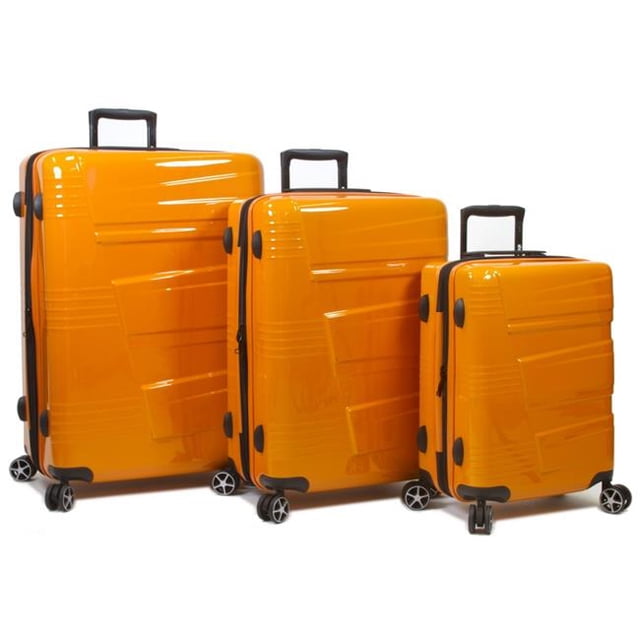 Dejuno 1909DJ-ORANGE Lumos Ensemble de Bagages Rigides Extensibles à Roulettes, Orange - 3 Pcs