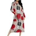 thumbnail image 3 of Aboser Elegant Rose Print Robes for Women Zip Up Long Sleeve Nighdress Lightweight Crew Neck Sleepwear Breathable Soft Full Length House Coat with Pockets, 3 of 9
