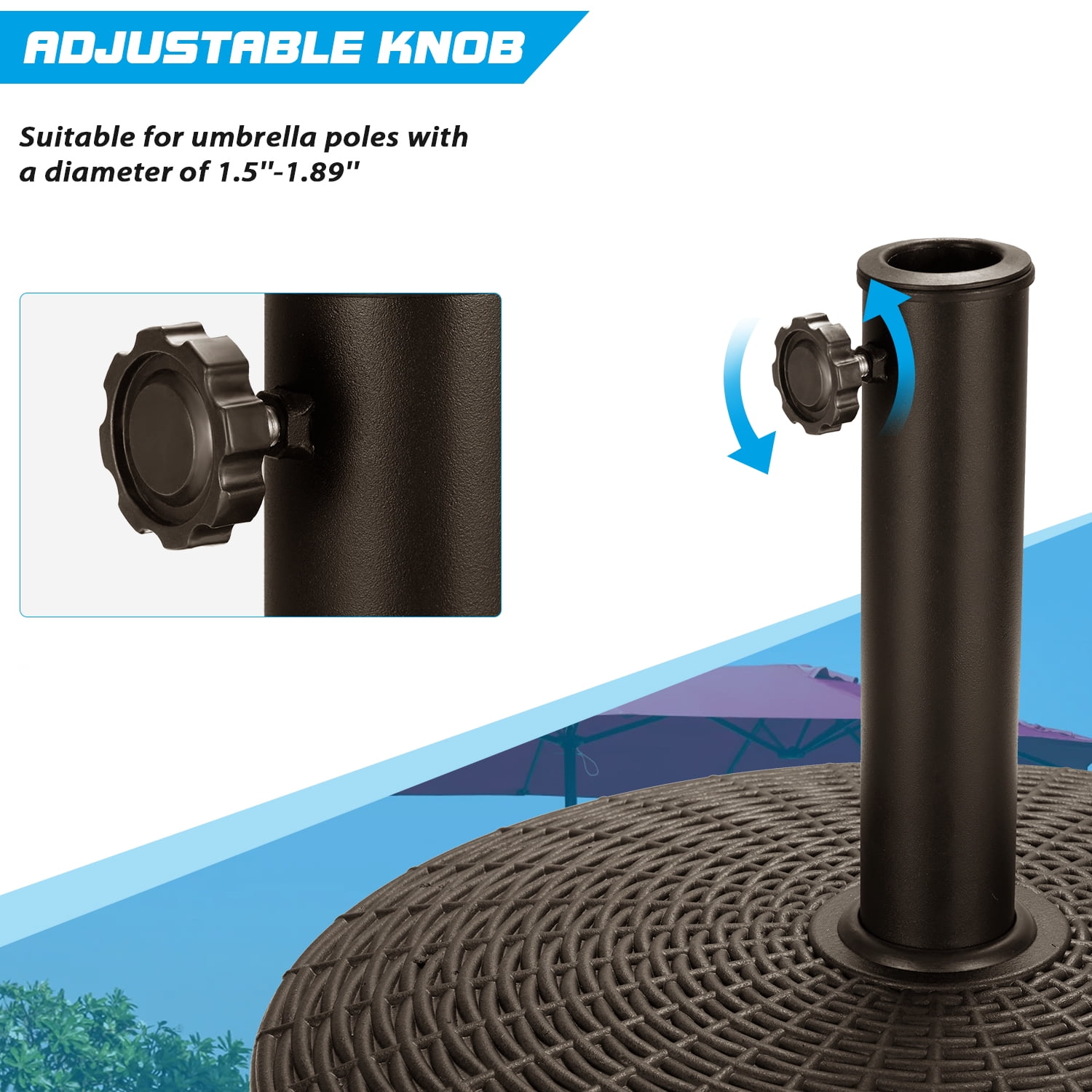 UPHYB 52LBS Umbrella Base, Umbrella Stand with Brakeable Wheels, Patio Umbrella Base Heavy Duty for Outdoor 1.5''~1.89'' Market Umbrella, Resin Umbrella Holder for Patio Deck Porch Poolside, Bronze