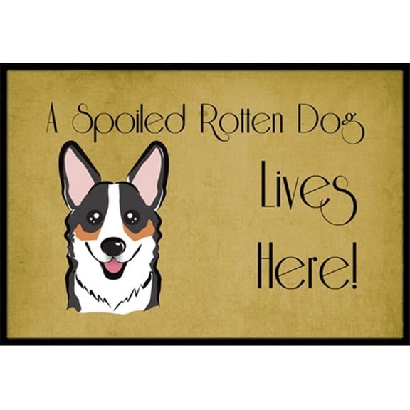 Carolines Treasures BB1503MAT Tricolor Corgi Spoiled Dog Lives Here Indoor & Outdoor Mat- 18 x 27 in.