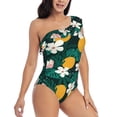 thumbnail image 3 of Rateoe Tropical Fruit Pattern Women One Piece Swimsuits Tummy Control One Shoulder Bathing Suits Ruffle Swimwear-XX-Large, 3 of 6