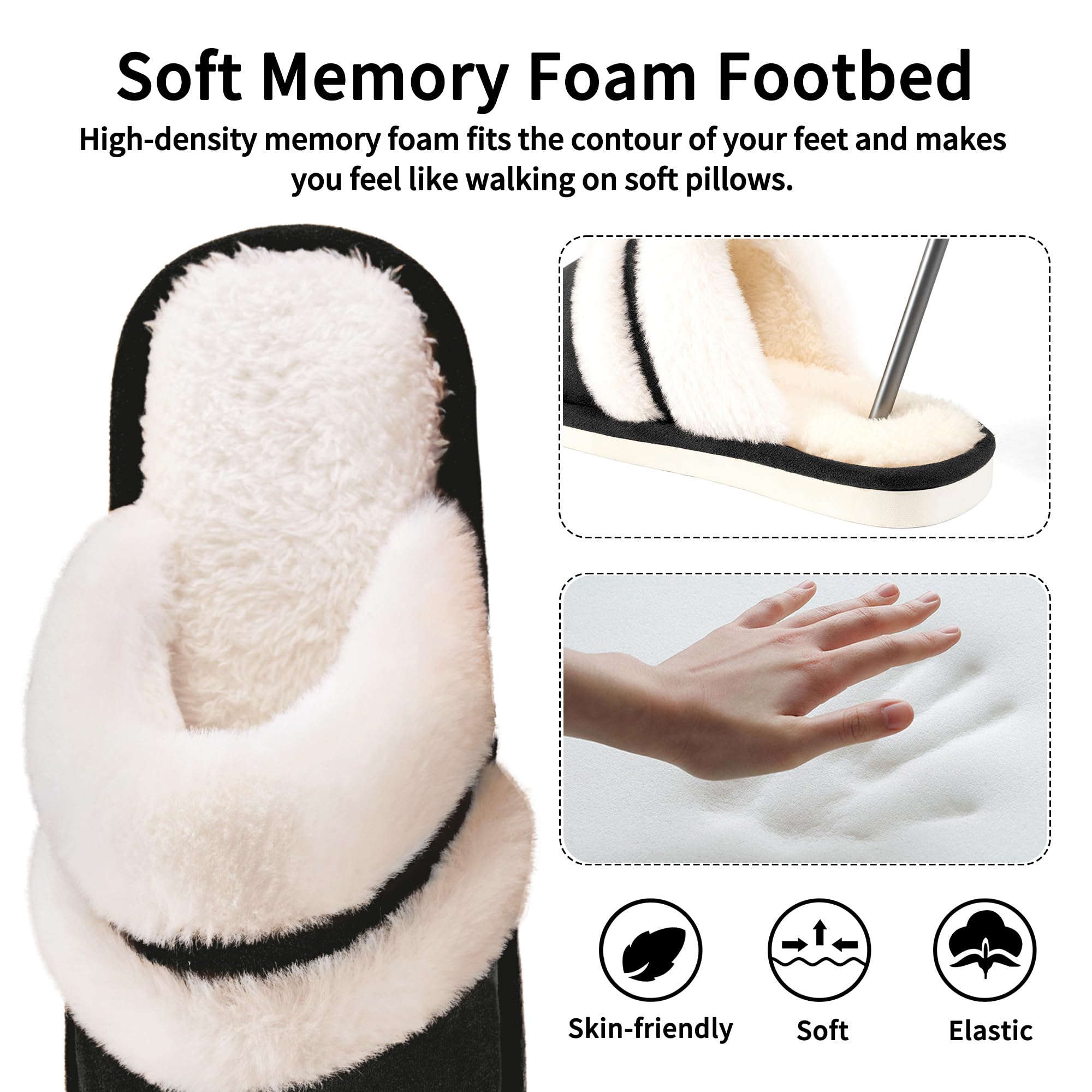 Ecetana Women's Fuzzy Memory Foam House Slippers photo 4