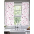 thumbnail image 3 of Pink Leaf Semi Sheer Curtains 72 Inch Length 2 Panels Set, Modern Botanical Foliage Plant Country Flower Sheer Kitchen Curtain Privacy Voile Window Curtain for Living Room Bedroom Rod Pocket Drapes, 3 of 7