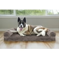 thumbnail image 3 of FurHaven Pet Products Faux Fur & Velvet Cooling Gel Memory Foam Sofa-Style Pet Bed for Dogs & Cats - Driftwood Brown, Jumbo, 3 of 13