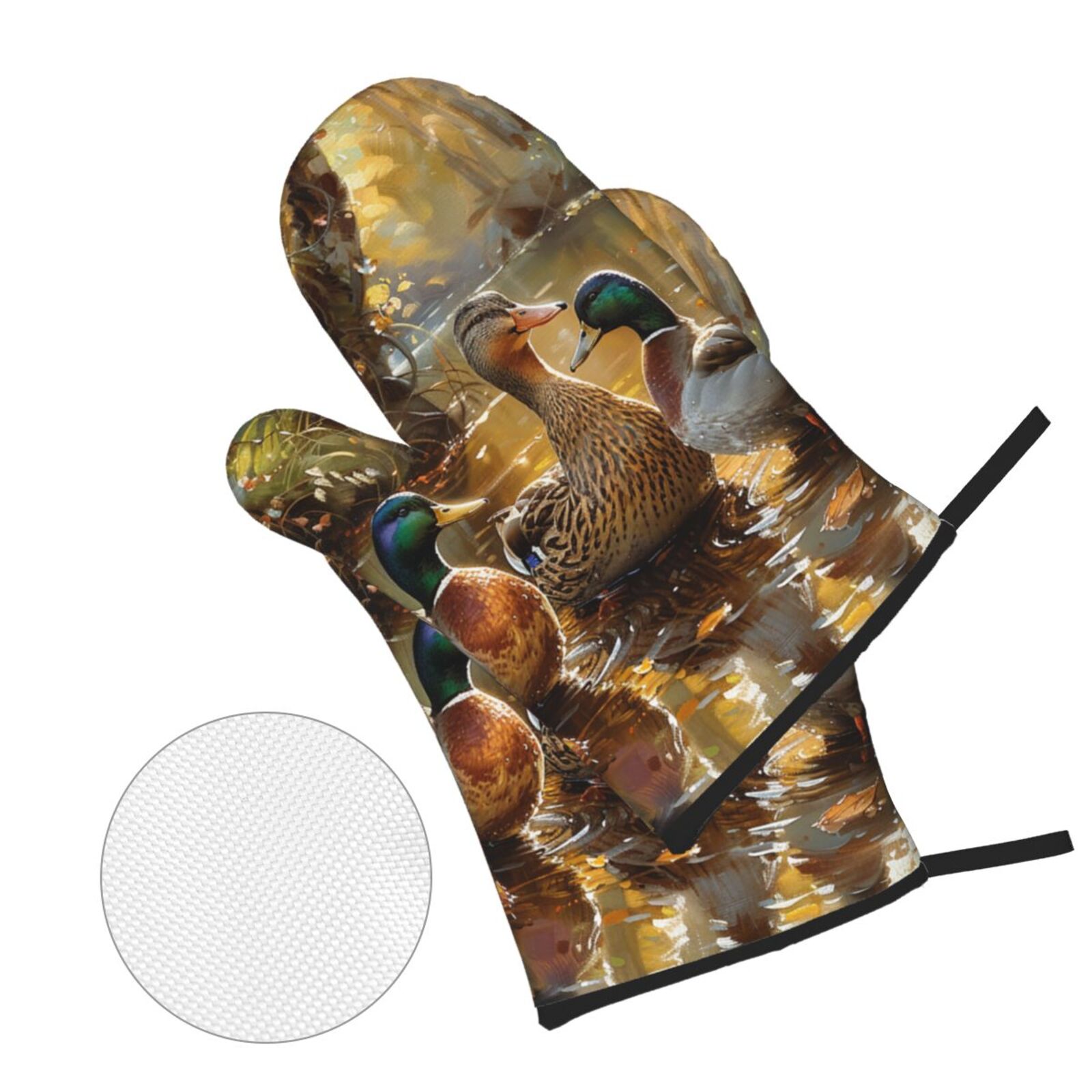 Mallards Duck Cute Hunting Art 4Pcs Oven Mitts and Pot Holders Sets Oven Kitchen Gloves Hot Pads for Cooking BBQ Baking Grilling