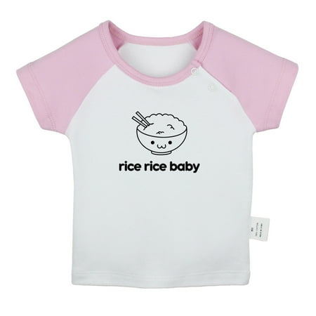 

Rice Rice Baby Funny T shirt For Baby Newborn Babies T-shirts Infant Tops 0-24M Kids Graphic Tees Clothing (Short Pink Raglan T-shirt 12-18 Months)