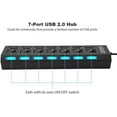 thumbnail image 2 of Concentrateur USB 7 Ports Hub USB 2.0 avec Interrupteurs d'Alimentation Individuels à DEL, 2 of 9