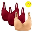 thumbnail image 2 of 3PC Womens Bras Plus Size Push Up Breathable Full Coverage No Underwire Gathering Support Everyday Bras Beige 40/90, 2 of 3