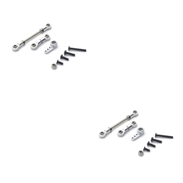 Vogacara Coche de control remoto 1/28 Servo brazo Modificación mejorada Kit de varillas de enlace de dirección Reemplazo para WLtoys K969 K979 K989 K999 Plata 2piezas Vogacara CBP213555