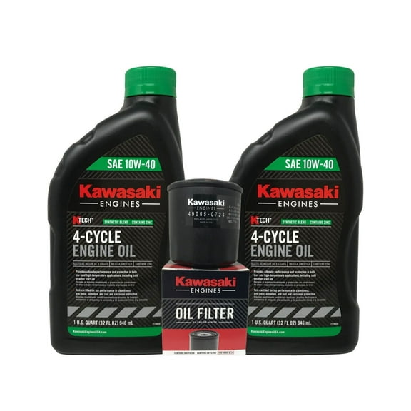 Kawasaki OEM Oil Change Kit; 49065-0724 Oil Filter & 2 Quarts Of 99969-6296 Oil
