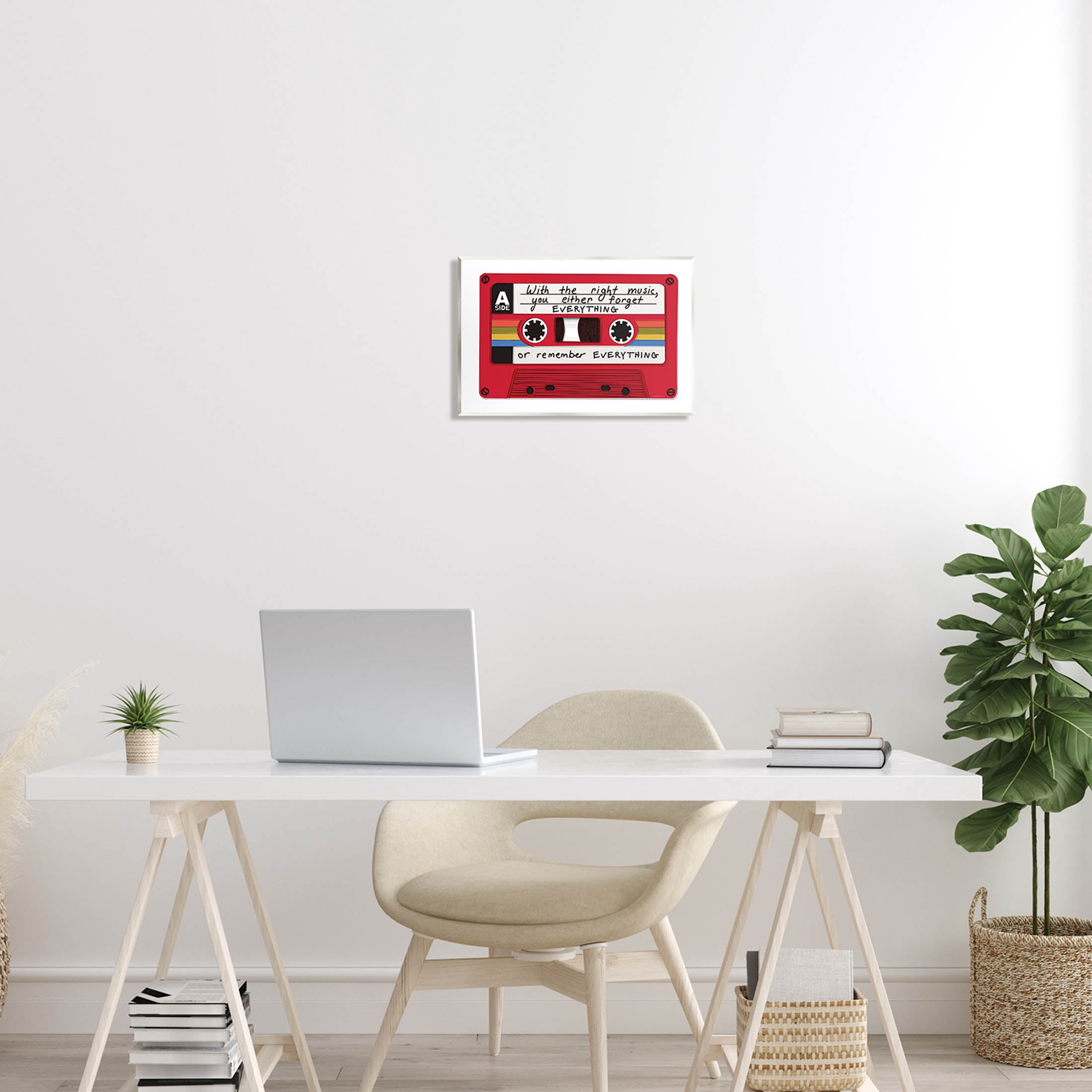 With The Right Music Vintage Cassette Inspirational Graphic Art Unframed Art Print Wall Art