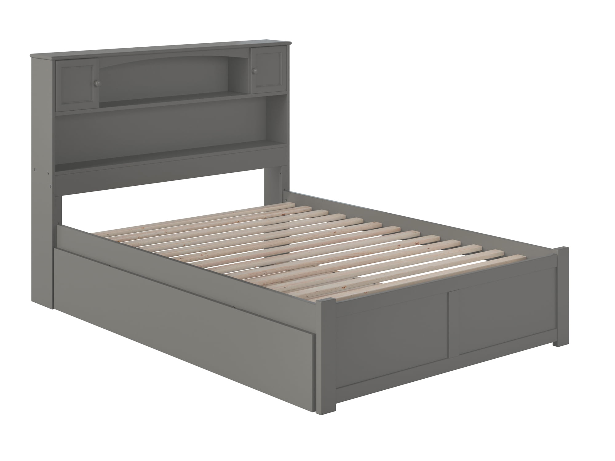 AFI Newport Full Solid Wood Platform Bed with Footboard & Full Trundle, Grey