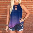 thumbnail image 2 of KaLI_store Tank Tops with Built In Bras Women's V Neck Knit Tank Tops Casual Color Block Striped Sleeveless Shirts Dark Blue,XL, 2 of 2