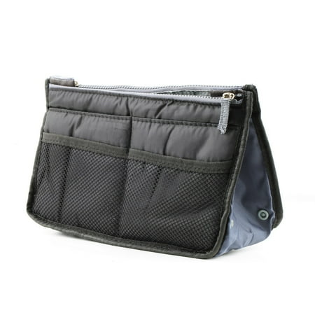 Bag in Bag,Double Zipper Portable Multifunctional Travel Pockets Handbag Storage Bag,Fadish Travel Organizer Makeup Bag in blackOn Sale