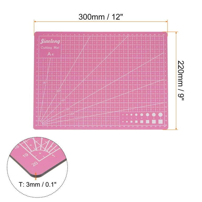 Uxcell A4 Self-Healing Cutting Mat 12x9 Double-Sided Craft Cutting Board  for DIY Art Work Cutting, Pink 