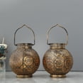 thumbnail image 3 of Set of 2 Moroccan Style Metal Table Lamp 18cm H Battery Powered Cordless Lamp with LED Fairy Lights Bulb, 3 of 10