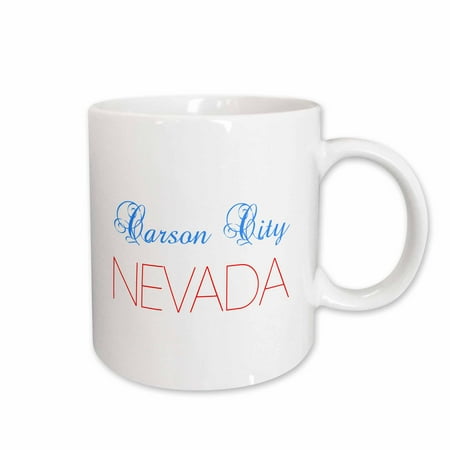 

3dRose Carson City Nevada blue red text. Patriotic USA home town design - Ceramic Mug 11oz (mug_300559_1)