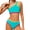Mint Green, variant on Girls' One-Shoulder Two-Piece Swimsuit, Color Block Bikini with Removable Pads, Stretchy Nylon Bathing Suit for Teens, Beach & Pool Swimwear, 6 Colors, Sizes 8Y-16Y