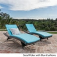 thumbnail image 3 of Noble House Salem Chaise Longue Extérieure en Osier Gris avec Coussin Bleu (Ensemble de 2), 3 of 13