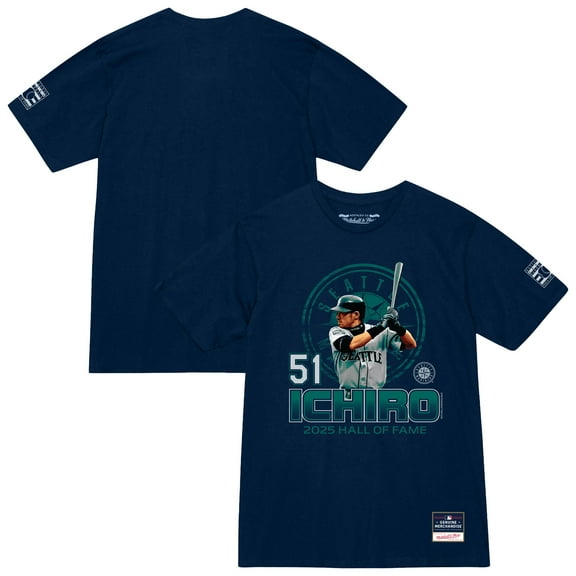 Men's Mitchell & Ness Ichiro Suzuki Navy Seattle Mariners Hall of Fame Hitter T-Shirt
