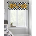 thumbnail image 4 of Kitchen Cafe Valance Curtain for Small Windows,Farmhouse Blossom Sunflowers Buffalo Plaid Rod Pocket Short Valances Black White Window Treatment Panel for Living Room/Bedroom/Bathroom,42x12in, 4 of 9