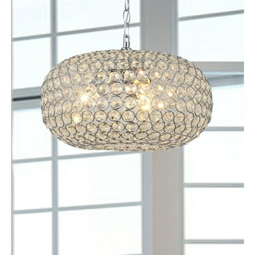 Oval-shaped Crystal and Chrome 3-light Chandelier