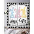 thumbnail image 3 of Happy Easter Sheer Curtains 96 Inch Length 2 Panels Set Window Treatments, Spring Watercolor Rabbits Black White Plaid Rod Pocket Semi Curtains for Living Room/Bedroom/Kitchen Décor, 104"W x 96"L, 3 of 7
