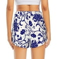 thumbnail image 2 of Lsque Blue And White Porcelain Pattern Printed Women's Running Shorts with Liner Pockets,Elastic Quick Dry Workout Athletic Gym Yoga Shorts,Womens High Waist Shorts-Large, 2 of 9