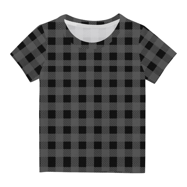 Besolor T-Shirts d'Été à Carreaux pour Garçons et Filles Tout-Petits, Décontractés, Col Rond, Manches Courtes, 3-14 Ans
