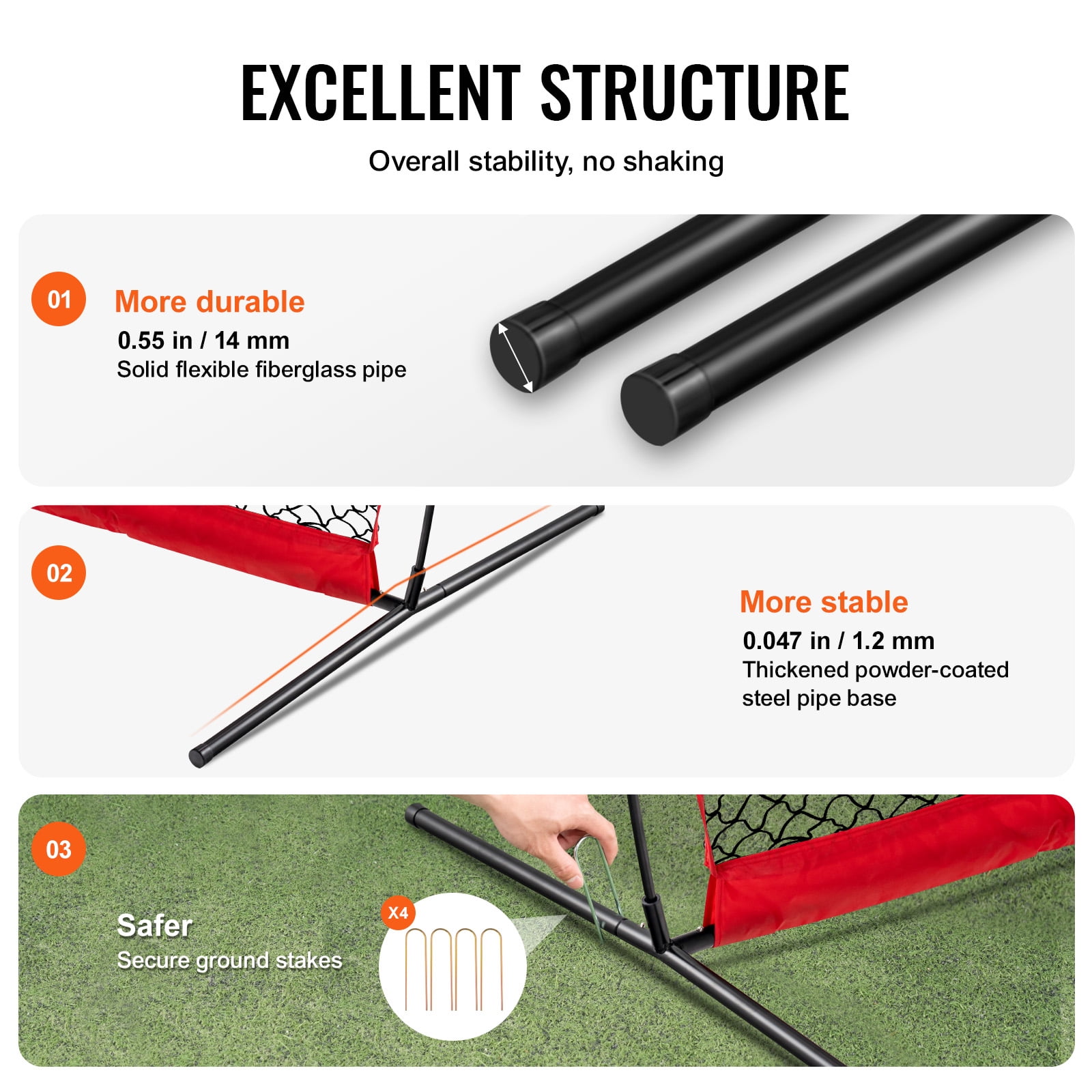KFFKFF Barricade Backstop Net,12x9ft Portable Barricade Tailgate Net Sports Ball Obstacle Softball Practice Net w/ Carry Bag for Baseball Softball Lacrosse Soccer Hockey Training