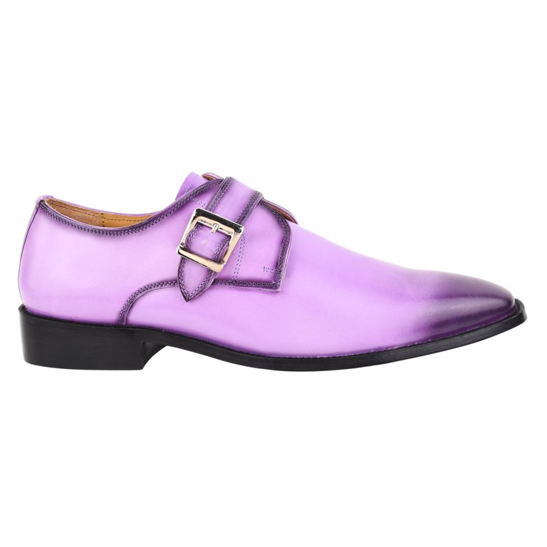 men purple dress shoes Lethato Medallion Toe Oxford- Purple