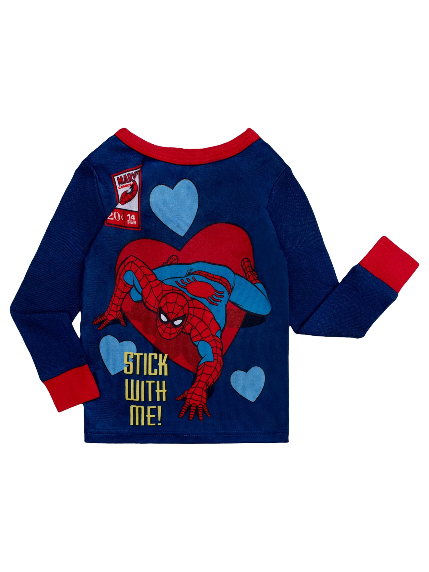Marvel Spiderman Valentines Day 2-Piece Long Sleeve and Pant Snug Fit Pajama Set, Sizes 4-10