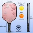 thumbnail image 4 of Pickleball Paddles Set Of 2, Fiberglass Surface, Love Romantic Valentine Print, 4 Balls & Bag, 4 of 5