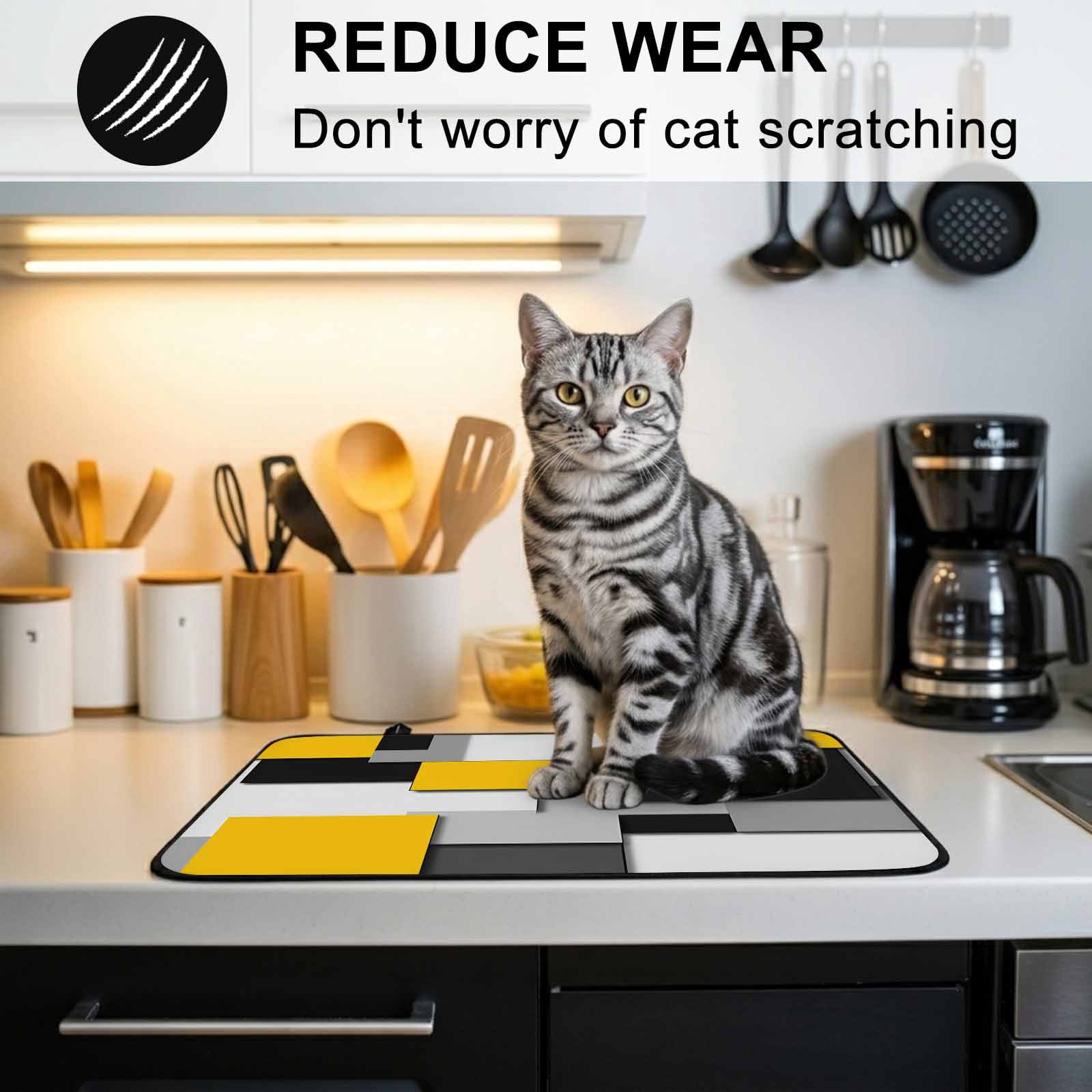 Yellow Grey Black Geometric Stove Top Cover for Electric Stove, Heat-proof & Non Slip Glass Top Stove Cover Protector, Modern Abstract Art Kitchen Flat Cooktop Rubber Mat 36x21 Inches