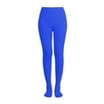 thumbnail image 2 of EMEM Apparel Women's Ladies Solid Colored Opaque Dance Ballet Costume Microfiber Footed Tights Stockings Fashion Royal Blue D, 2 of 5