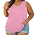 thumbnail image 1 of StSilkitty Plus Size Tank Tops for Womens Solid Color Loose V Neck Blouses Summer Beach Lightweight Soft Shirts, 1 of 7