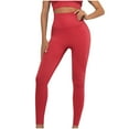 thumbnail image 4 of High Waisted Leggings for Women Buttery Smooth & Soft Women's Leggings Solid Yoga Red M, 4 of 5