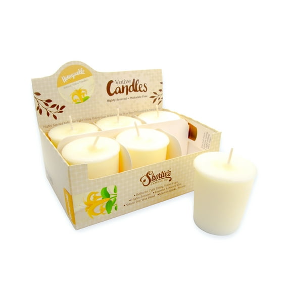 Pure Honeysuckle Soy Votive Candles - Scented with Essential & Natural Oils - 6 White Natural Votive Candle Refills - Flower & Floral Collection