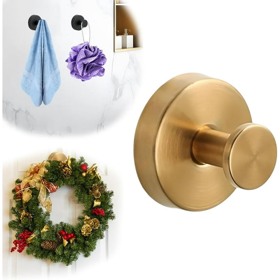 Suction Cup Hooks for Wreaths on Glass, 2025 New No Drill Suction Cup Hooks for Shower, Wreath Hanger for Front Door, Metal Towel Hooks for Window Bathroom Mirrors