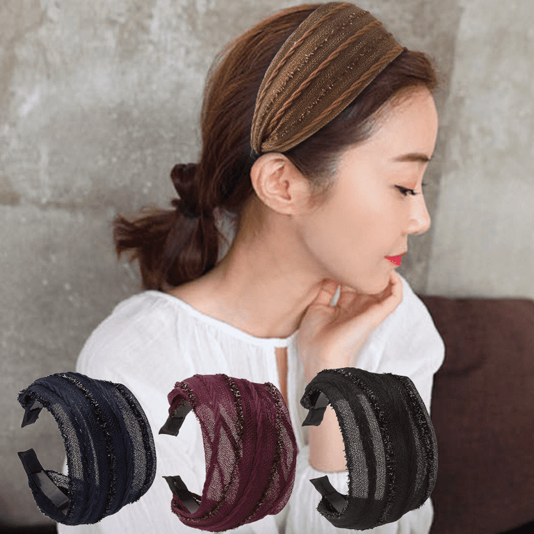 Wide Hard Headband with Teeth for Women, Girls's Hair Band Pleated