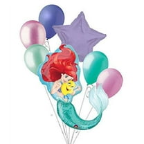 7 pc Disney Princess Ariel Little Mermaid Balloon Bouquet Happy Birthday Ocean