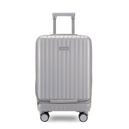 Open Box iFLY Odyssey 20  Hardside Carry-on Luggage with Front Opening Pocket  Gray