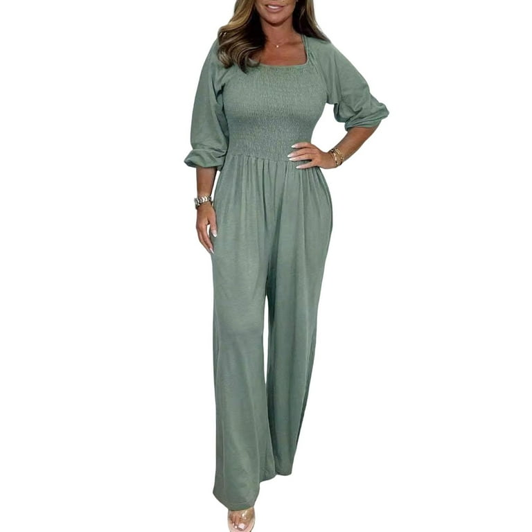Casual Simplicity Solid Hollowed Out Draw String Pocket O Neck Loose Rompers Casual Simplicity Solid Hollowed Out Draw String Pocket O Neck Loose Rompers