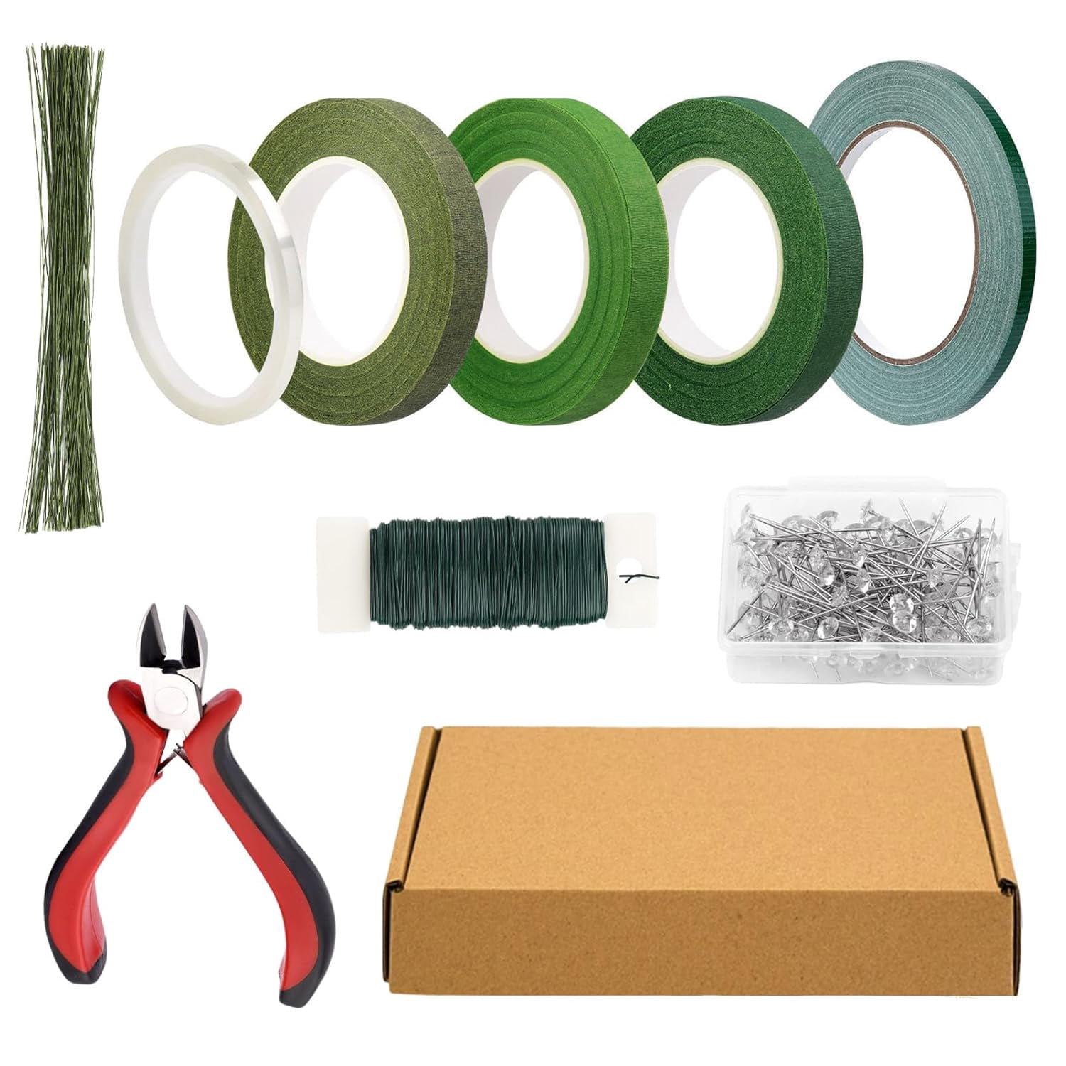 Floral Arrangement Kit for Wedding Bouquets – Thread Cutters, Tape, Paddle and Stem Thread, Diamond Pins, Bouquet Wrapping and Stem Craft Supplies for Florists(Q)